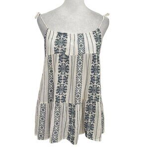 ZIMMERMANN Embroidered Bohemian Aztec Tank Top Blouse Blue White size US 12